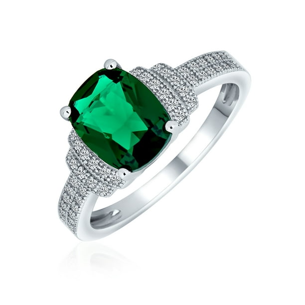 925 Sterling Silver Natural Certified 2.25 Ct Emerald Solitaire Ring For Beloved